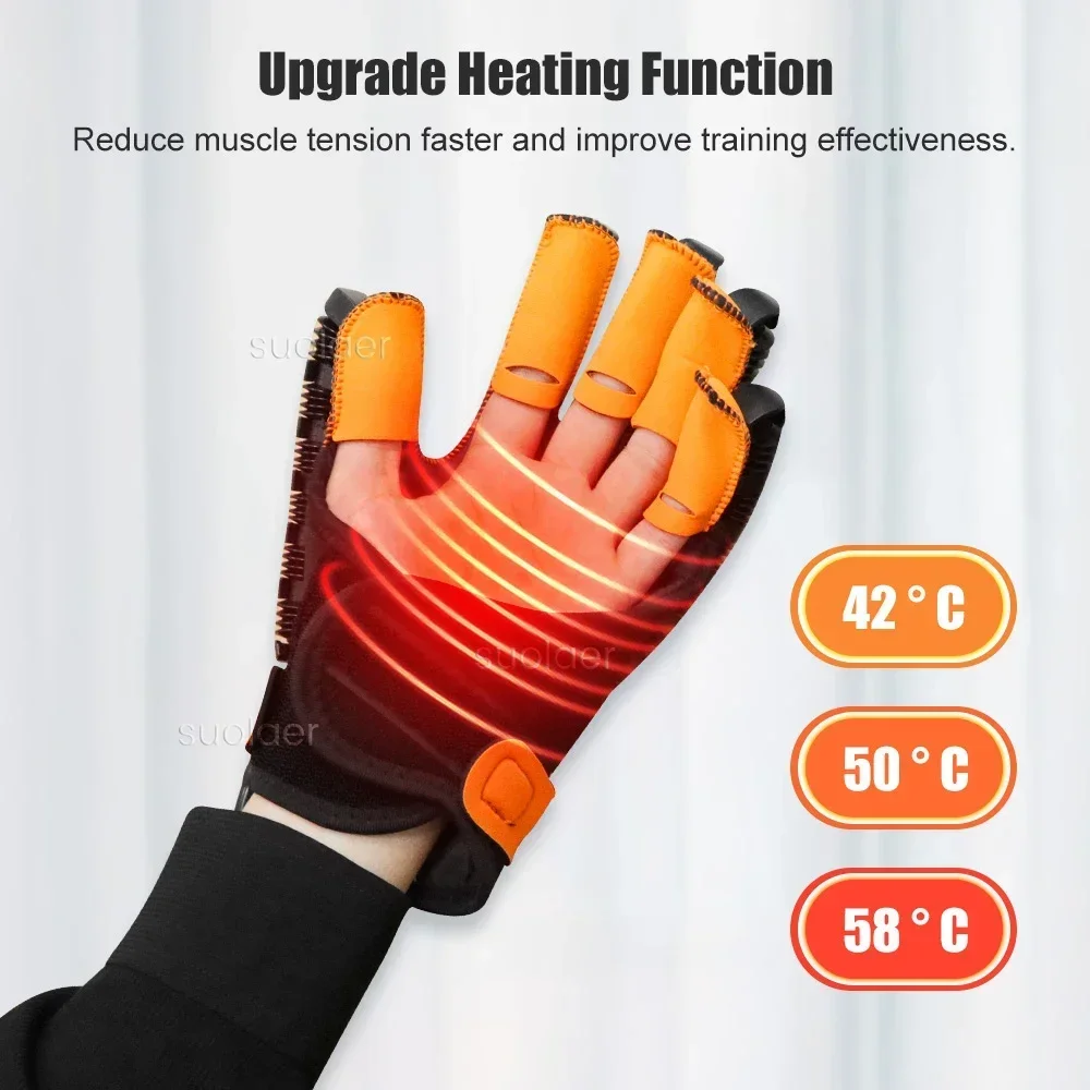 Heated Rehabilitation Robot Gloves Finger & Hand Function Workout Recovery Tool Hemiplegia Stroke Physiotherapy Training Device