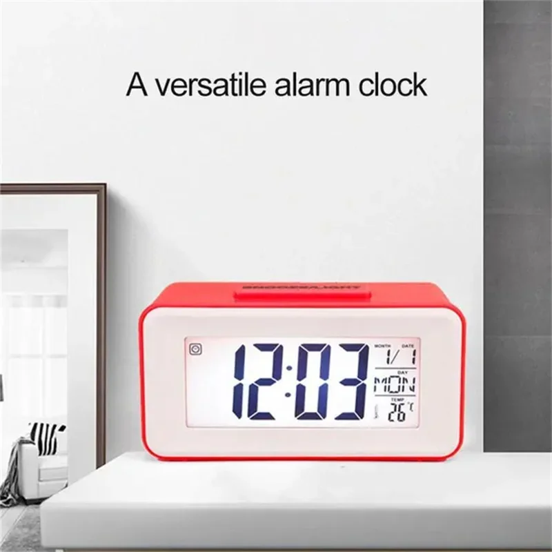 Led Electronic Snooze Alarm Clock MINI Small Intelligent Sound Control Clock with Calendar Temperature for Home Office Travel