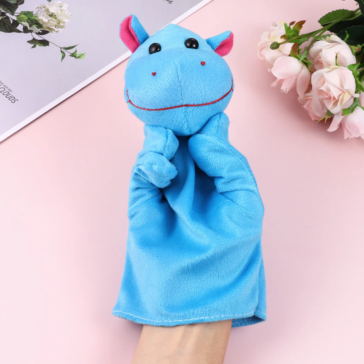 Toy Toys Story Prop Animal Hand Puppet Five-finger Glove Modeling Gloves Plush Blue