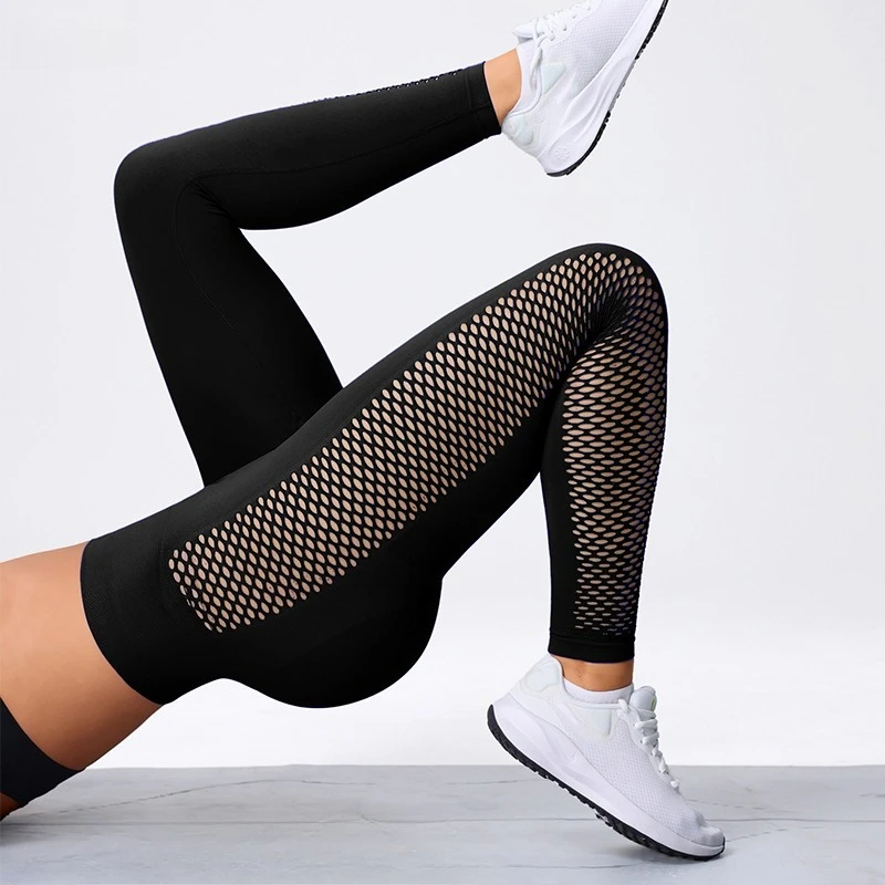 Hollow Yoga Pants with Peach Hips Tight Fitting Sports Pants for Women High Waisted and Abdominal Shaping Side Hollow Yoga Pants