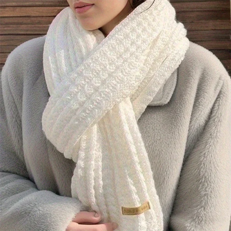 Winterschal für Damen und Herren, dicker Zopfmuster, klobiger langer warmer Schal für Reisen, Büro, warme Kaschmirschals, Halstuch – Detail 3