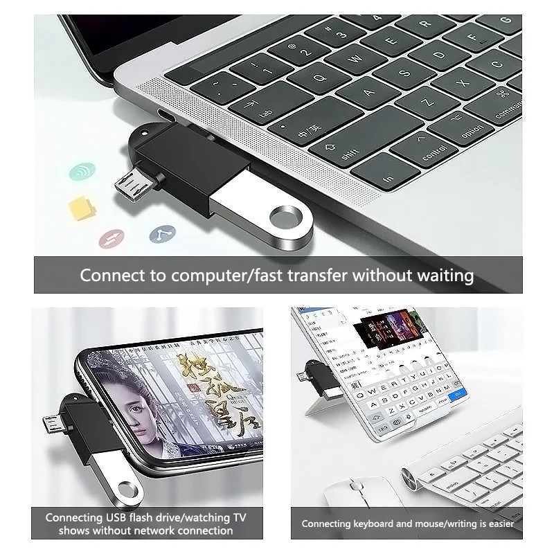 For Android Type-C 2-in-1 OTG Adapter Otg Type C Cable For Xiaomi Tablet Hard Disk Drive Flash Disk USB Mouse Converters