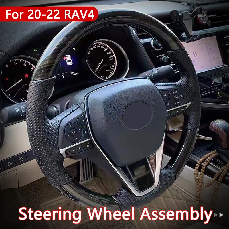 Car Steering Wheel Customized For Toyota RAV4 Harrier Highlander Camry Avalon Kluger Carbon Fiber Leather Modification Accessory