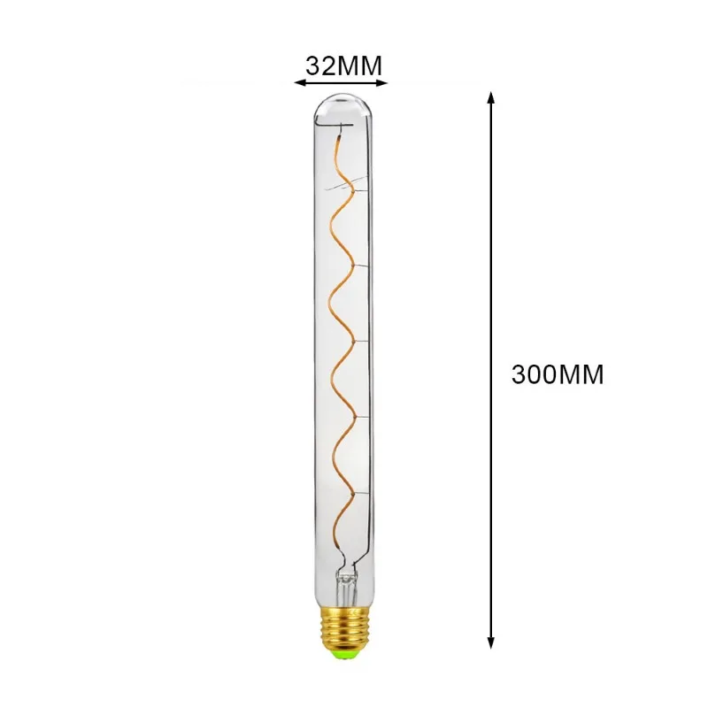 レトロなLEDスパイラルフィラメントバルブ,スモークチューブ,ランプ,4w,2200k,220v-240v,t28,t32