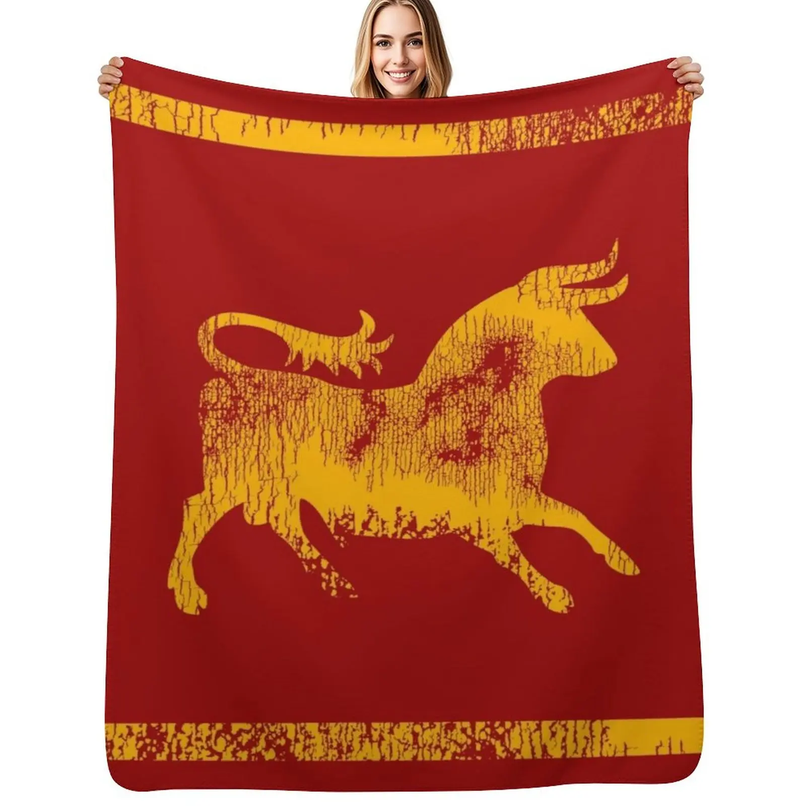 

Caesar's Legion Logo (WornYellow) Throw Blanket Large Quilt Decoratives Hair Blankets