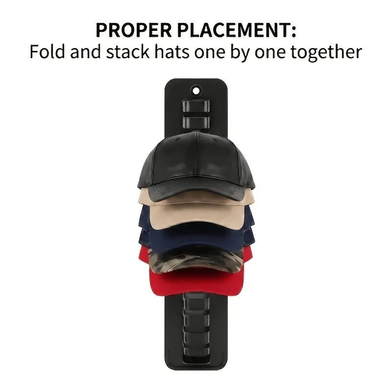 1 PCS Wall Mounted Hat Storage Rack, Capable Accommodating 16 Hats, No Drilling Installation, Durable Plastic Portable Hat Rack