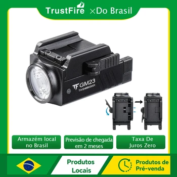 TrustFire GM23 Lanterna LED tática compacta e poderosa GL0ck montada em trilho de luz de liberação rápida tocha recarregável USB