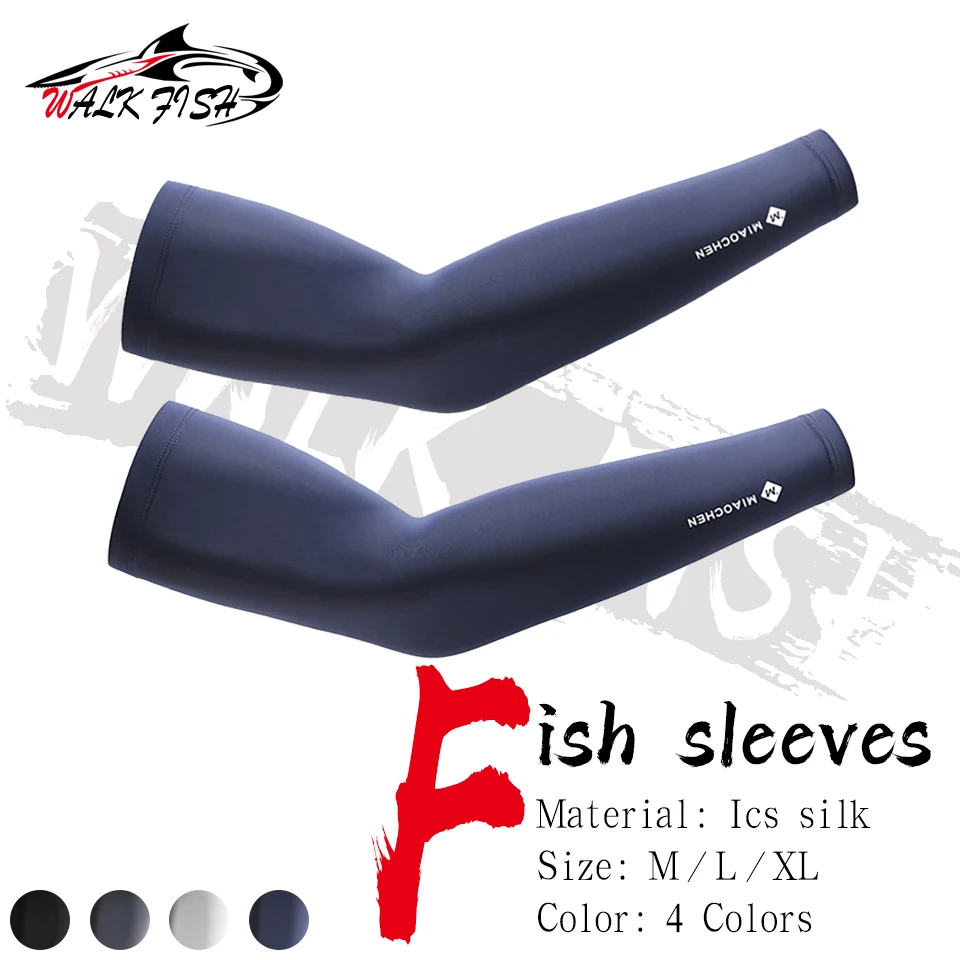 WALK FISH 1Pair Summer Cooling Fishing Arm Sleeves Lightweight Breathable UV50+ Protection High Elastic Cycling Climbing Sports