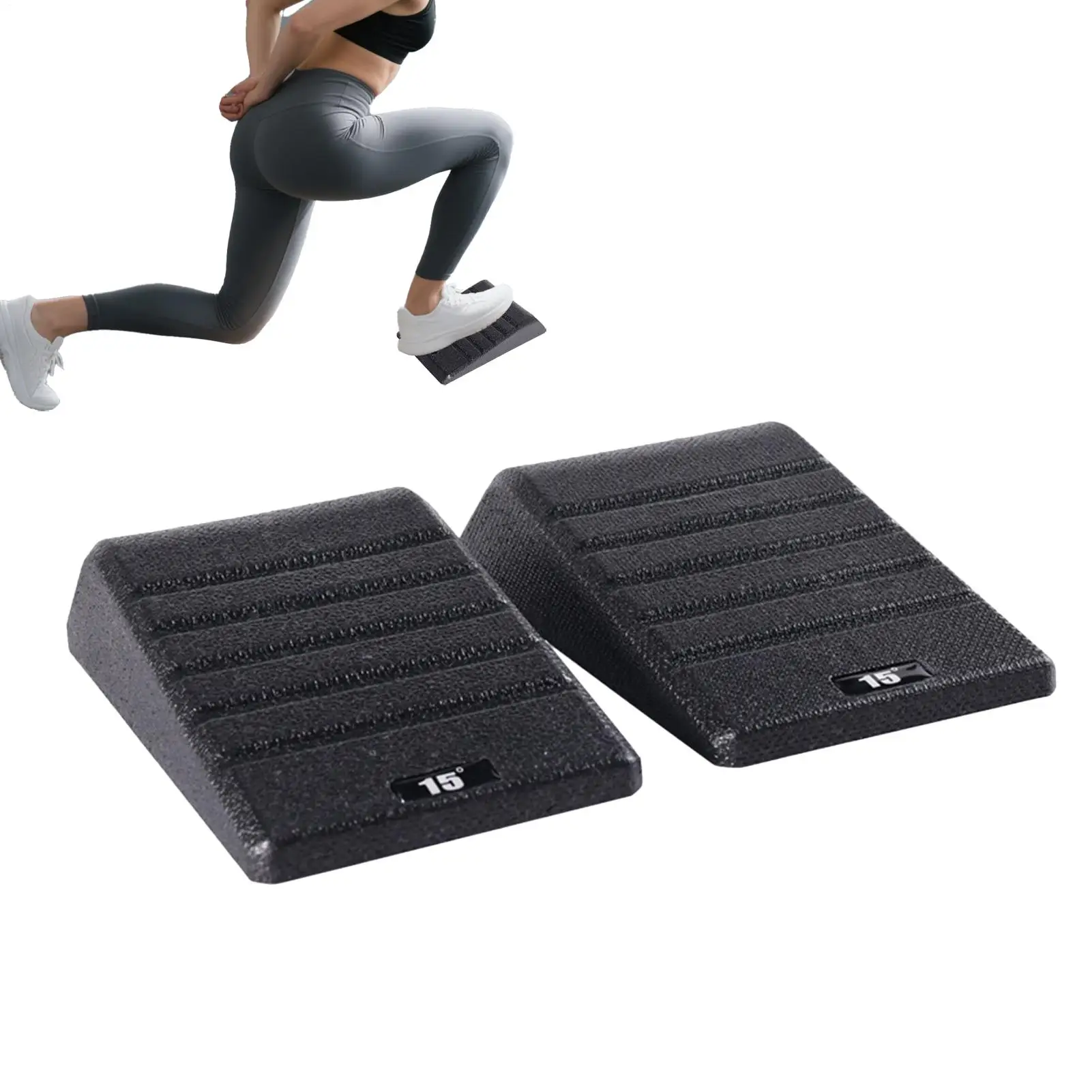 2-Piece Squat Wedges Non-Slip Calf & Foot Stretcher Slant Board, Portable Squat Ramp for Home Gym Yoga Pilates Workout Exercises