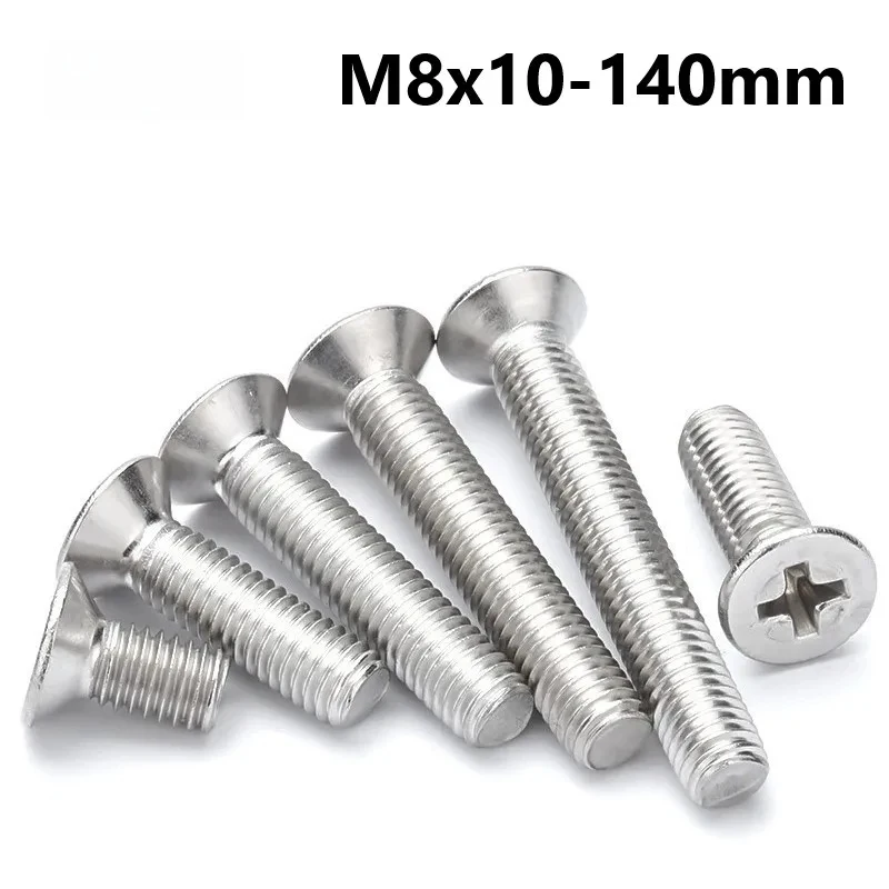 

M8 304 Stainless Steel Cross Recessed Countersunk Head Screws / DIN965 Phillips Flat Head Machine Bolts 10-140mm