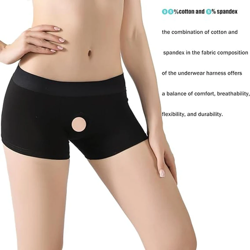 Strap on Boxer Briefs with Bullet Vibe Pocket and Silicone O-Ring Diameter 4.5cm Harness Boxers Strapon Panties for Adult Play