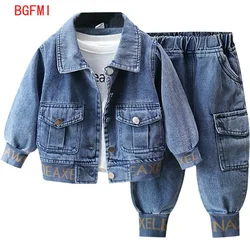 Spring Denim Coat Children's Clothing Autumn Kids Clothes Boys Outerwear Blue / Black Baby Jacket Pant Sets Two-piece Set 2-9Y