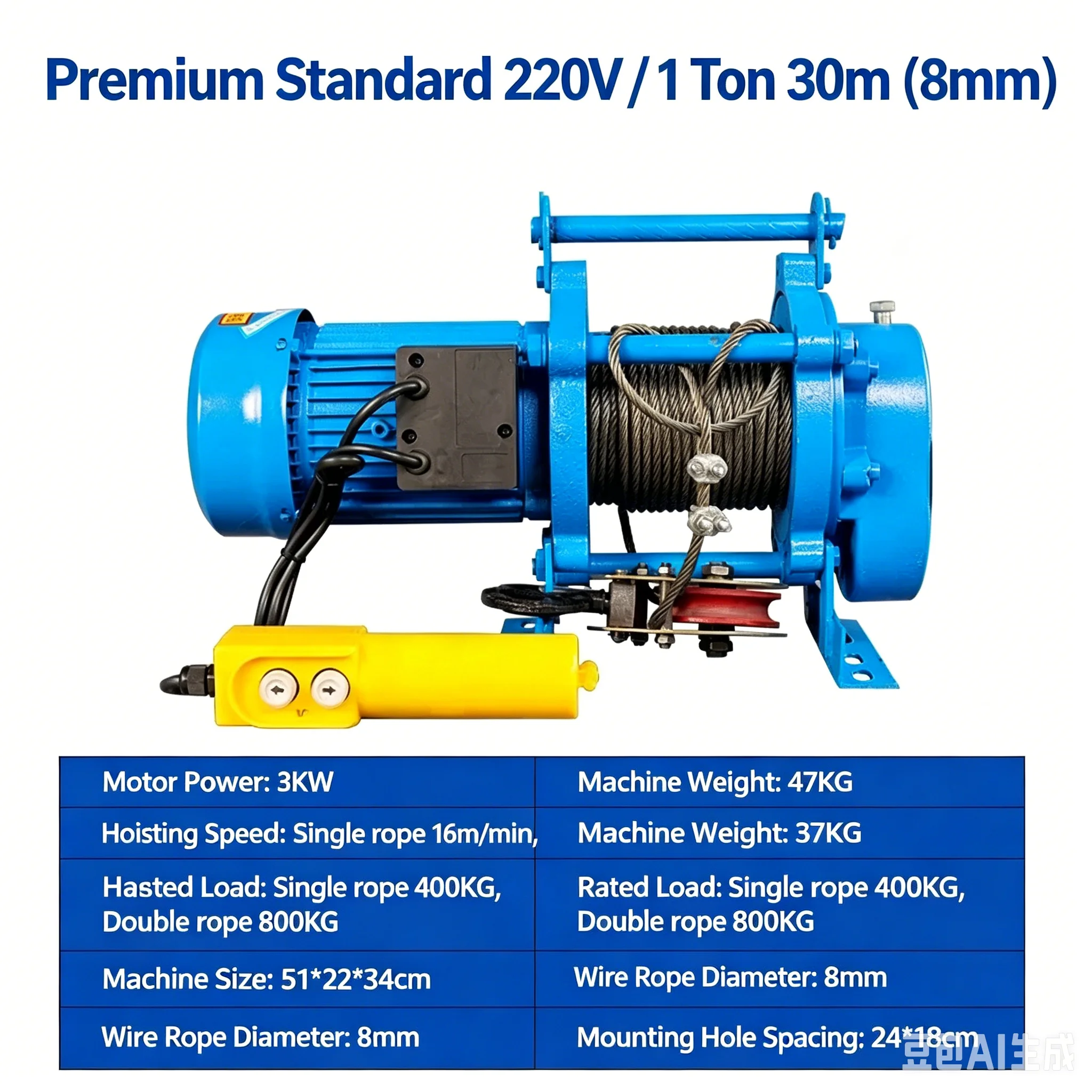 1Ton 2T Multifunctional Electric Lifting Hoist 220V 380V Small Construction Winch Household Decoration Crane