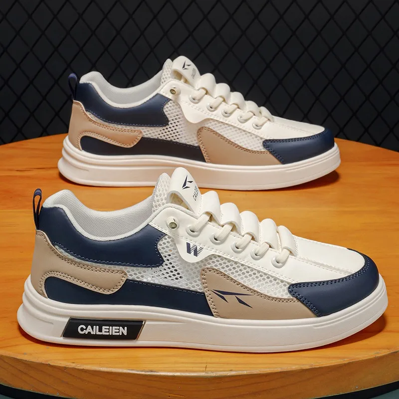 

2026 Men Casual Flats Shoes Summer Mesh Breathable Student Low-top Sneakers Fashion Lightweight Comfortable Man Walking Footwear