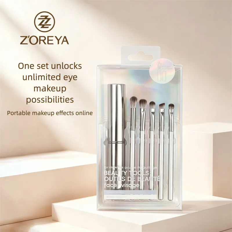 5 Mini Eyeshadow Brushes Set Affordable Portable Blending Makeup Beauty Tools Eye Cover Brushes