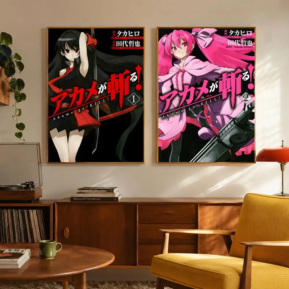 Anime Action A-Akame Ga Kill! Poster Digital Solvent Print Waterproof PP Fade-Resistant Wall Art Room Decor Gift