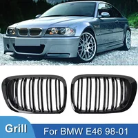 Para BMW Serie 3 E46 1998-2001 2/4 puertas parrilla delantera de riñón de coche 318i 320i 325i 330i accesorios de rejilla de carreras negro brillante