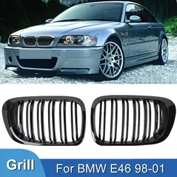 For BMW 3-Series E46 1998-2001 2/4 Doors Car Front Kidney Grill 318i 320i 325i 330i Gloss Black Racing Grille Accessories
