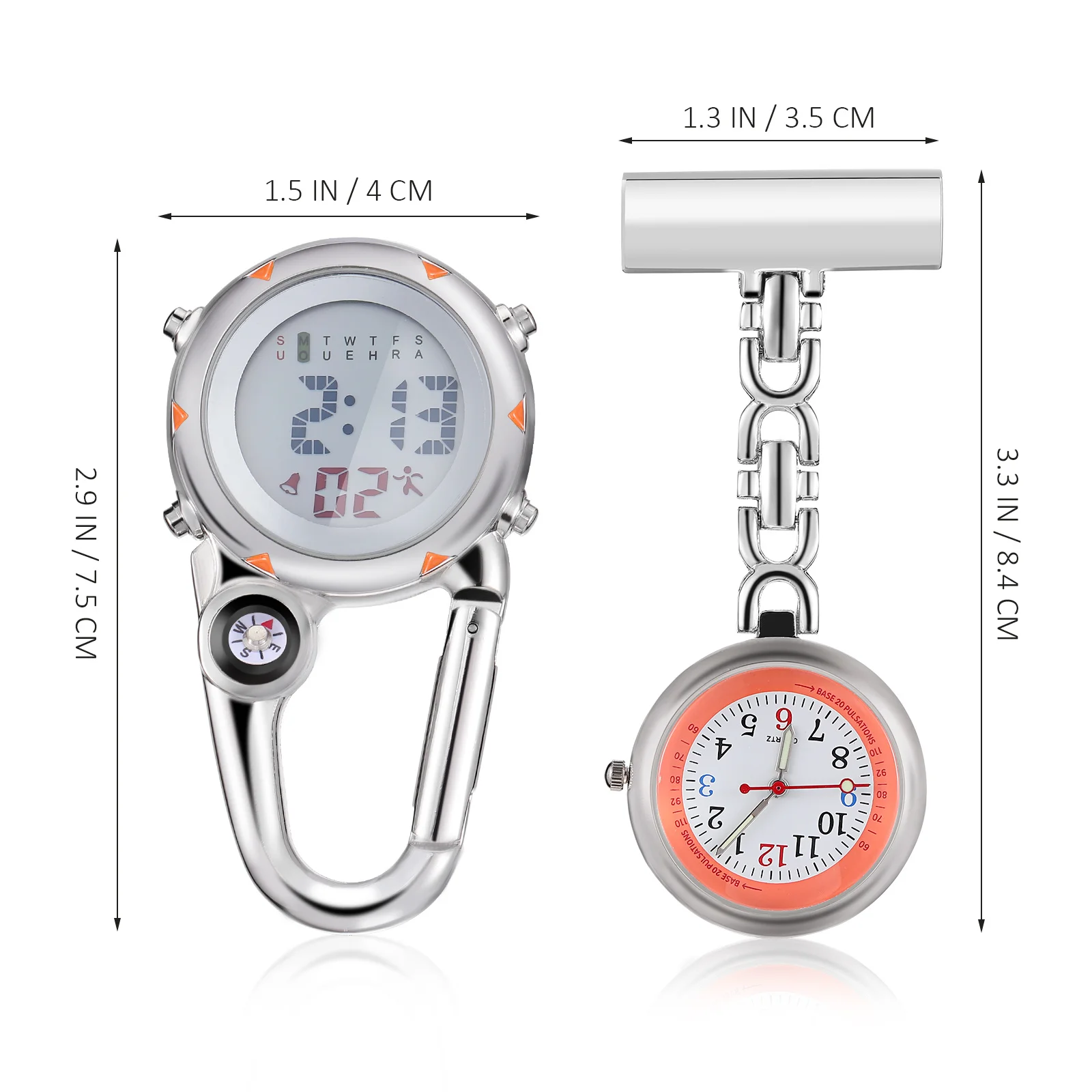 

2Pcs Carabiner Watch Set Pocket Watch for Nurses Doctors Hiking Camping Nurse Supplies Clip on Gift for New Year