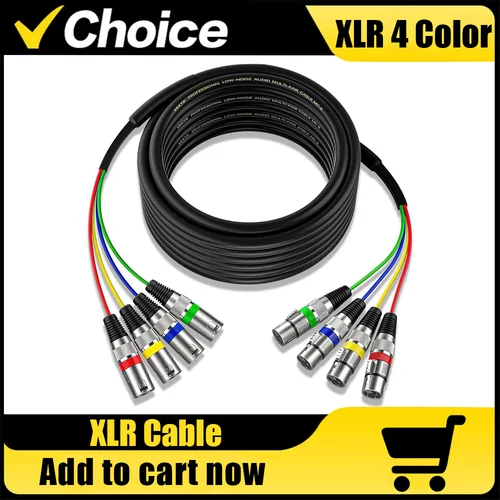 Cable tipo serpiente XLR de 4 canales macho a hembra, 1m, 2m, 3m, con conectores de colores marcado para micrófono, estudio de escenario profesional en vivo