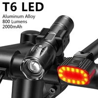 Bicycle Light Rechargeable 18650 Lithium Battery T6 LED Bike Handlebar Flashlight Road LED Headlights Outdoor Cycling Tool