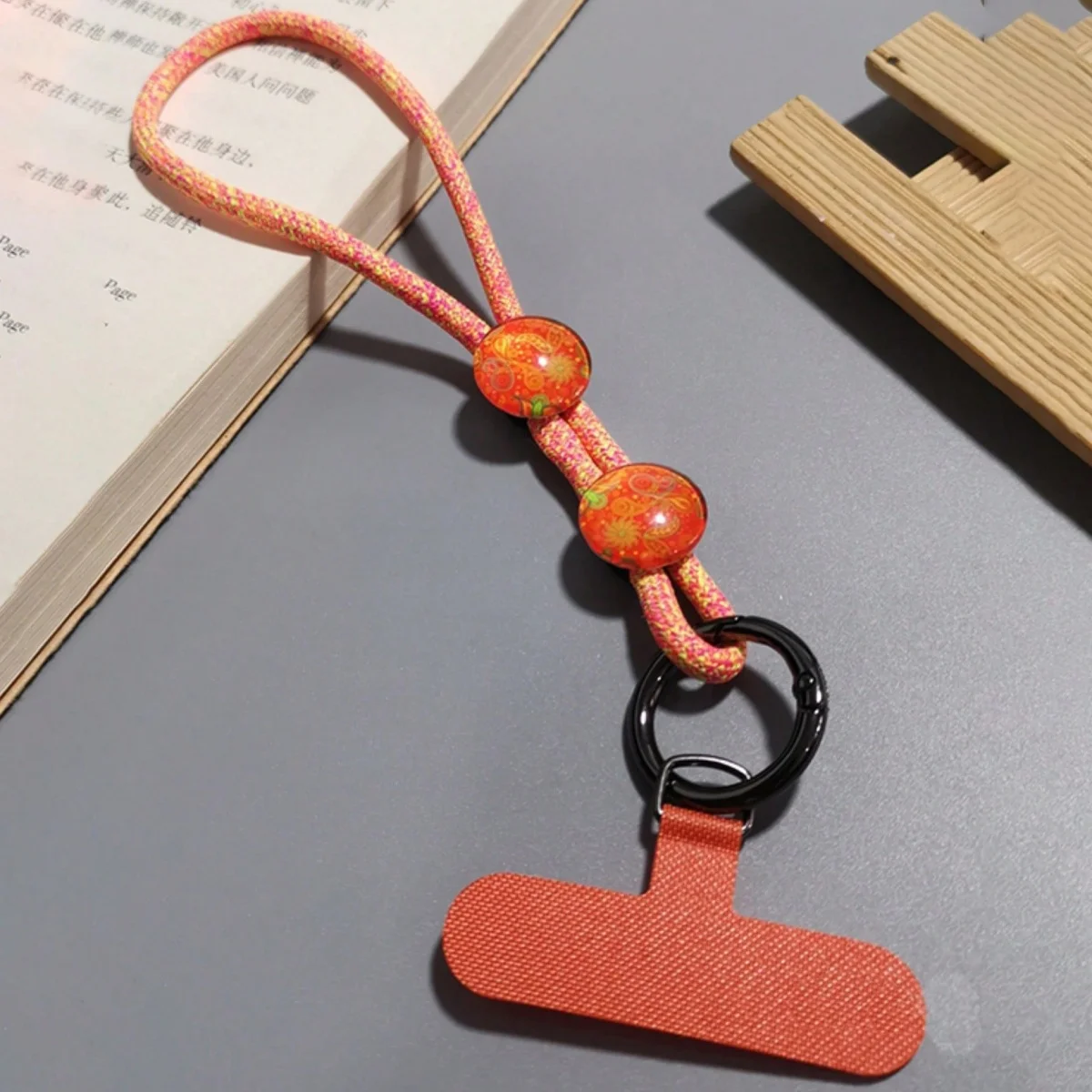 Crystal Stone Color Pattern Simple Hand Strap Adjustable Short Mobile Phone Lanyard Clip-On Phone Case Universal Anti-Lost Strap