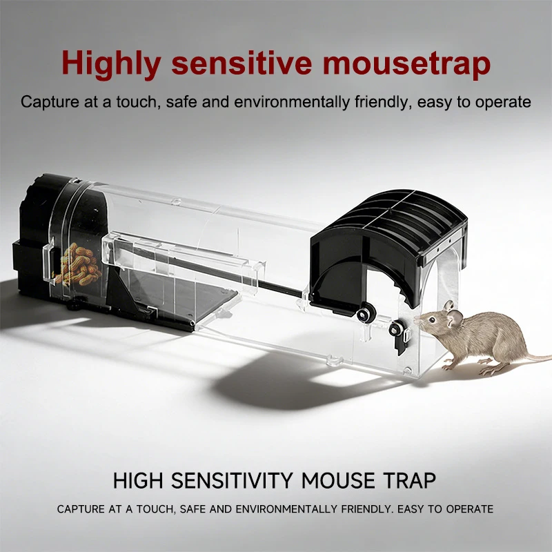 Mousetrap Safe Firm Humane Reusable Plastic Rodents Trap Household Mouse Catcher Smart Self-locking Indoor Outdoor Garden Gift