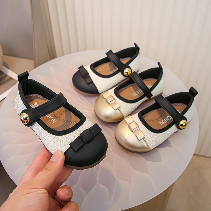 

Baby Girls Ballet Flats 2025 New Autumn Toddler Casual Shoes with Cute Bow Soft Sole Korean Style Princess Girls Party Flats Ins