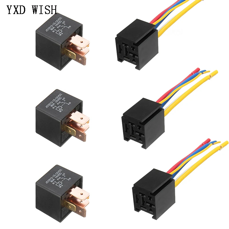 5pcs 4/5 Pin 80A Waterproof Car Relay Long Life Automotive Relays Normally Open DC 12V/24V Relay With Socket For Air Conditioner