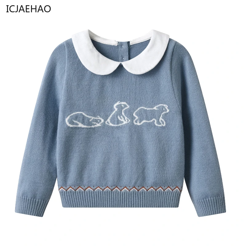 

2024 Baby Boys Girls Knit Sweater Clothes Autumn Toddler Infant Kids Knitwear Cotton Winter Long Sleeve Baby Pullover Tops 0-4Y