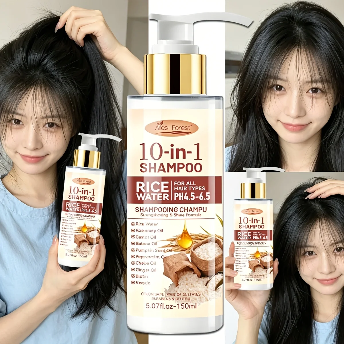 2-Piece Set [For Lush, Voluminous Hair] 15-Day Fermented Rice Water Shampoo and Conditioner. The Perfect Gift Choice