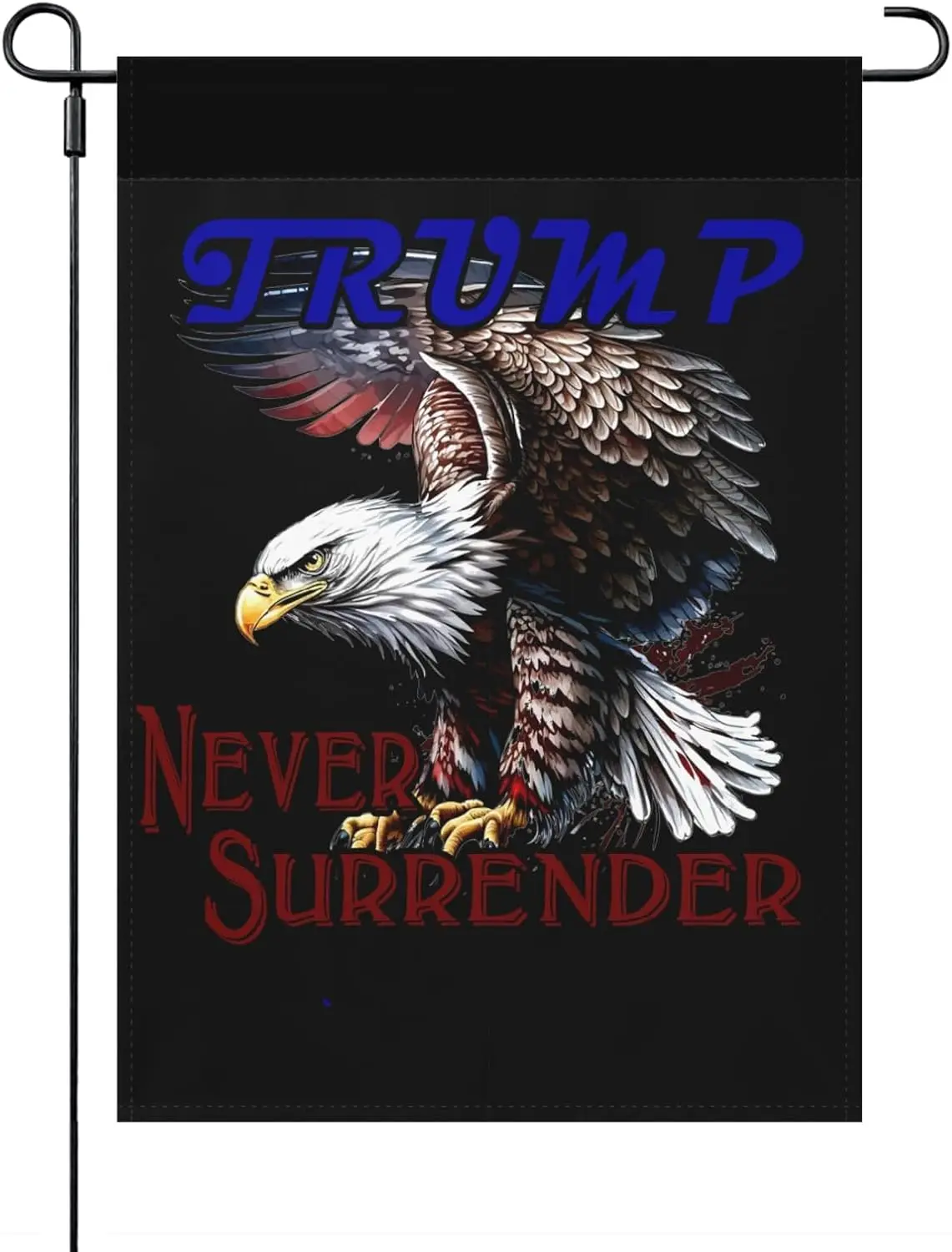 Trump Never Surrender Trump 2024 With Flght Eagle Yard Flag One Size, Humorous Outdoor Flag One Size Double Sided Pool Garden Fl