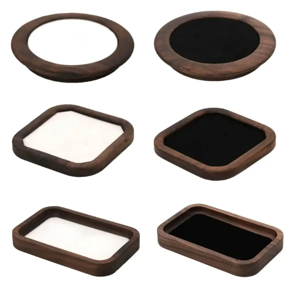 

Geometry Wood Rings Tray Exquisite Velvet Earrings Display Tray Ear Studs Case Jewlery Organizer Ring Earring Holder Store