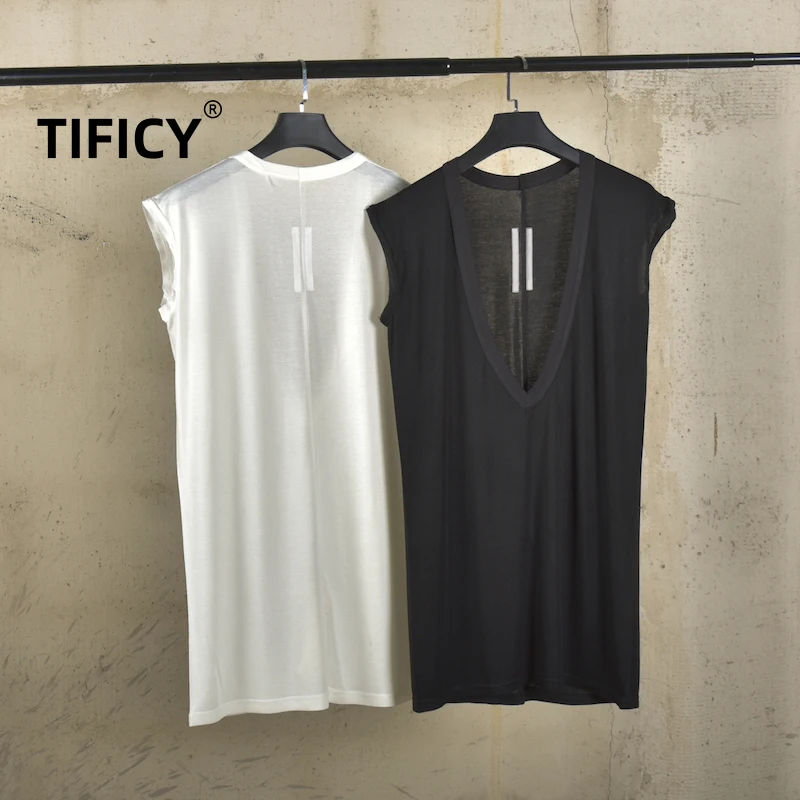 High Street Dark RO Tees Tank Tops Men's Fashion Deep V Sleeveless Top Tank Wool Summer Breathable