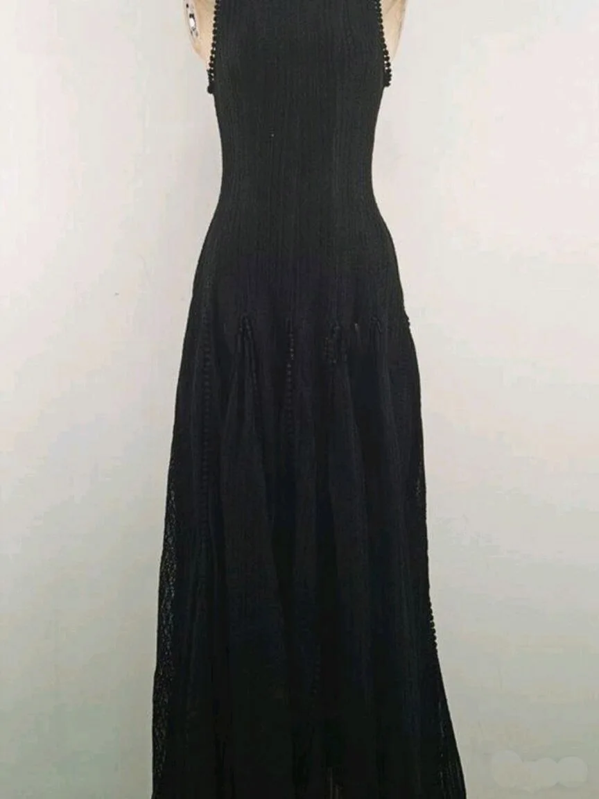 

2025 Women's Clothing Temperament slim fit large swing hollow lace sleeveless vest dress Spring Summer New 0707