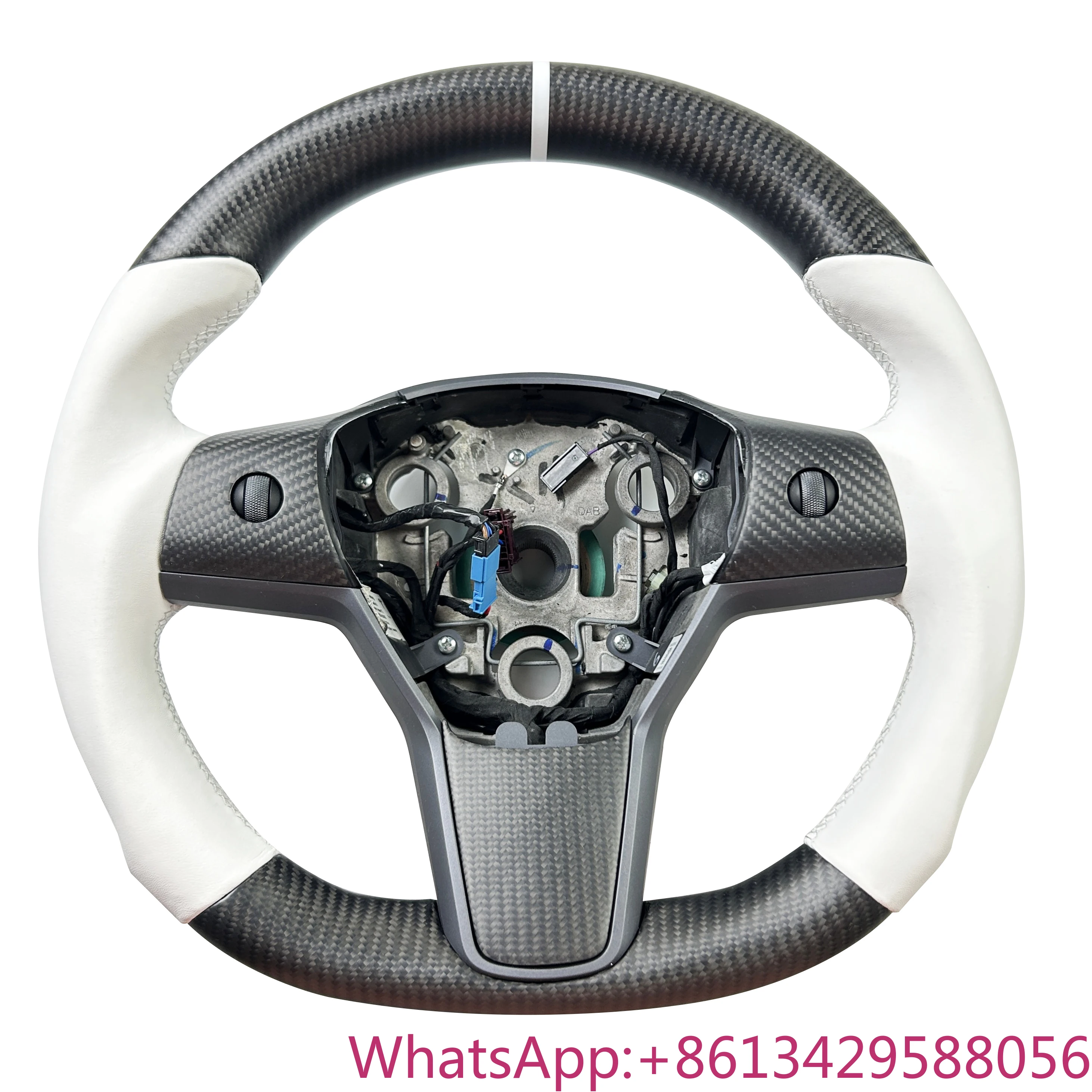 

High Quality Forged Glossy Carbon Fiber Steering Wheel for Tesla Sports Design with Perforated Leather