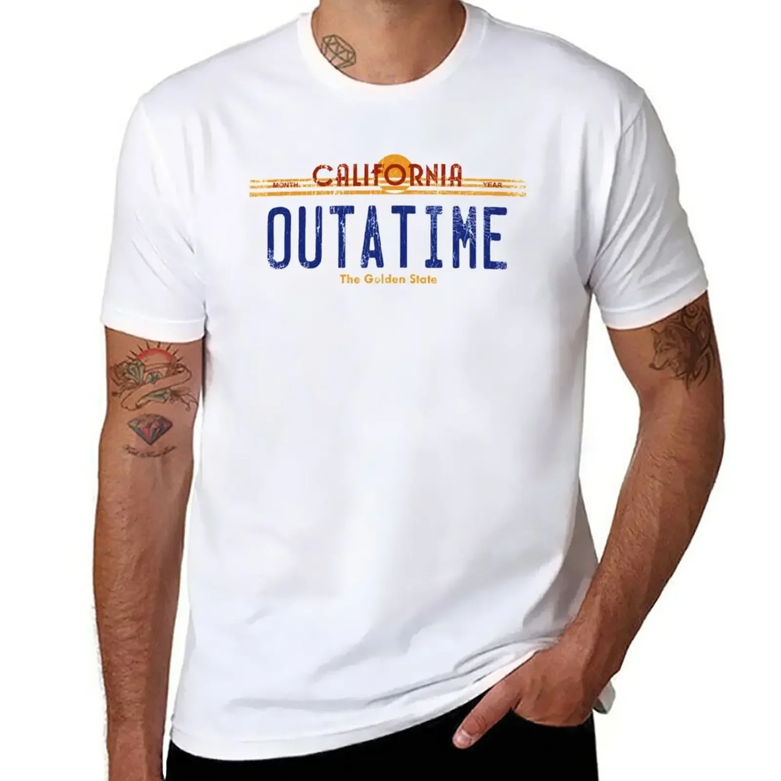 Outatime t-shirt ragazzi bianchi camicie larghe magliette anime per uomo cotone