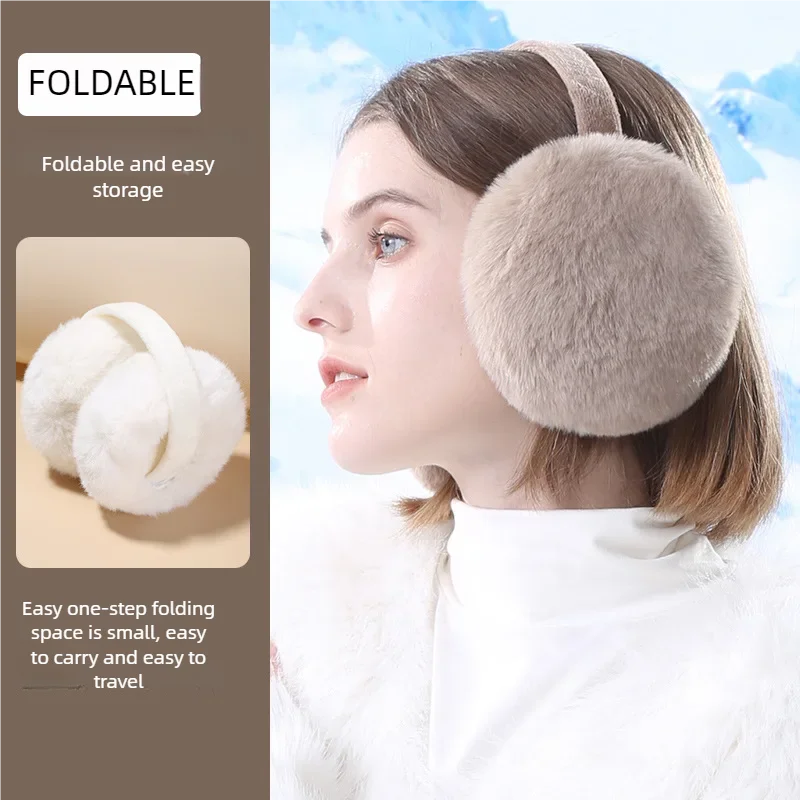 Зимние складные наушники, теплые наушники для девочек, студенты Майяра, милые пушистые антифризные наушники из кроличьей шерсти