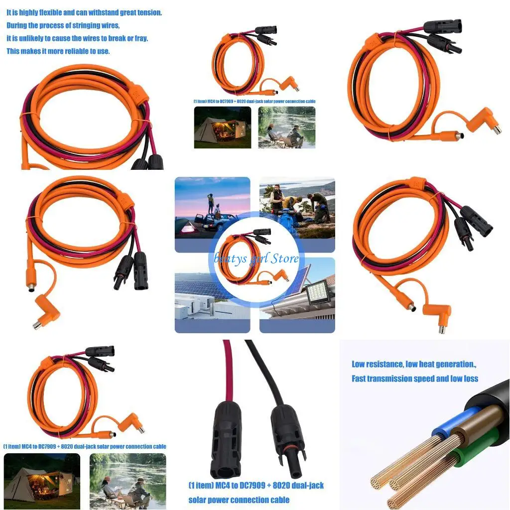 

C7AB Solar Connector to DC7909/8020 Connector Power Cable for Charging Electronic Devices