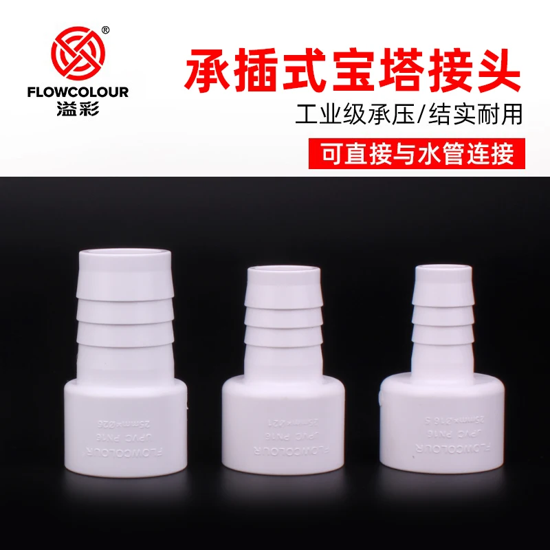Flowcolour white UPVC Socket Hose Adapter Barb Connector Hose Connector Soft and Hard Quick Connect Water Pipe White