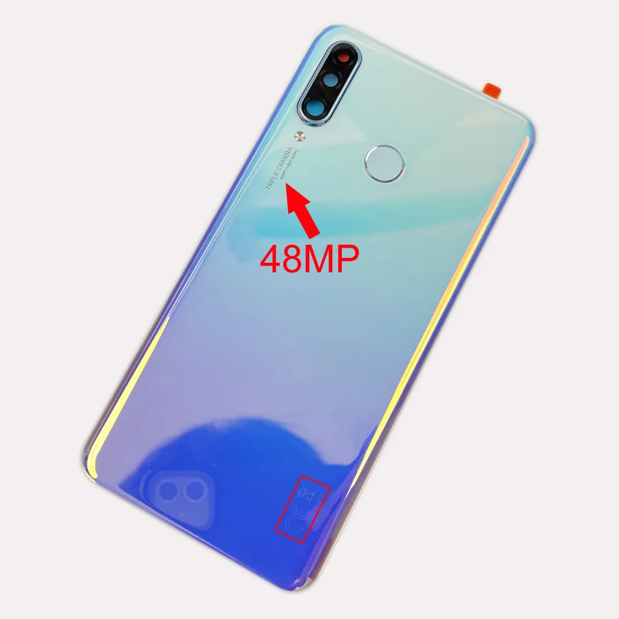 For Huawei P30 lite 48MP / New Edition 2020 Back Battery Cover Door Rear Glass Housing Case Nova 4E With Camera Lens And CE