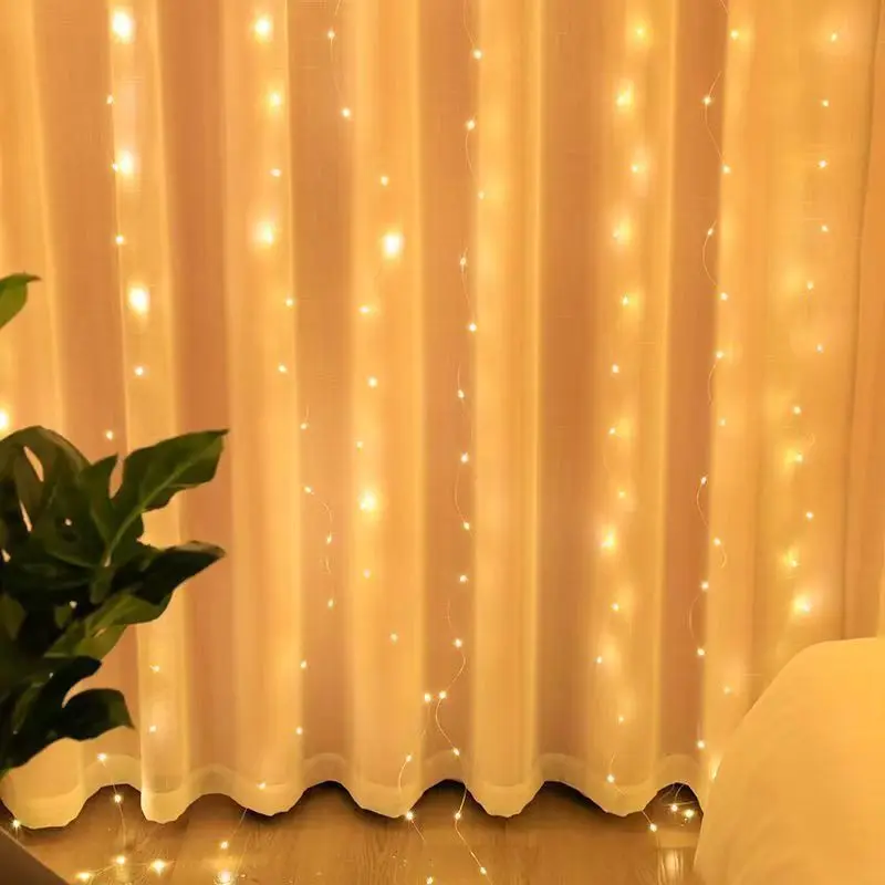 USB LED Curtain String Light Fairy Remote Holiday Garland Lamp 8 Mode for Home Room Christmas New Year Wedding Party Decoration