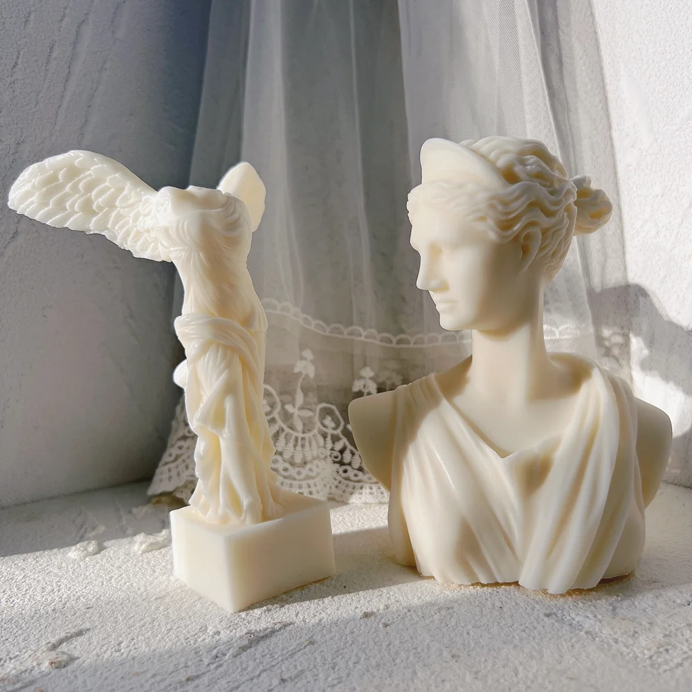 Winged Angel Figurine Sculpture Art Wax Candles Mould Samothrac Winged Victory Candle Mold Greek Statue Goddess Silicone Mold