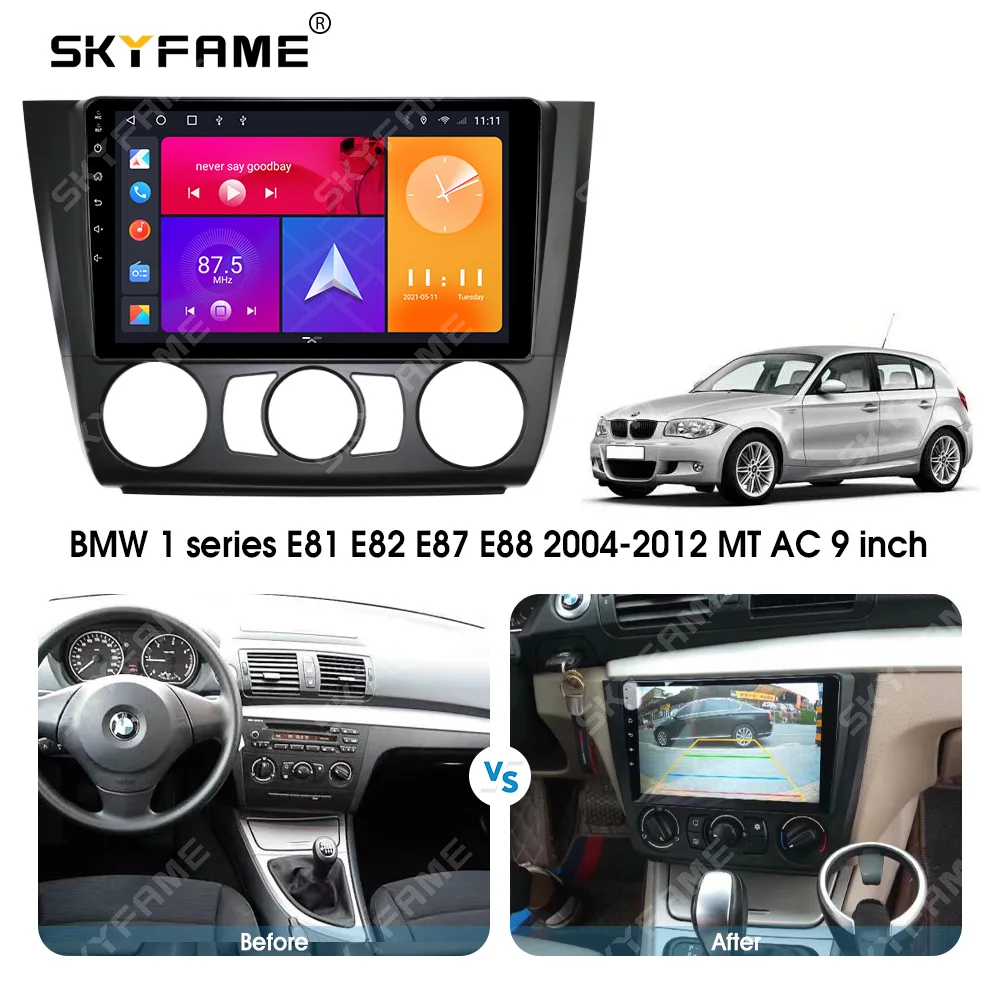 SKYFAME Car Fascia Frame Adapter Canbus Box Decoder Android Radio Dash Panel Frame Kit For BMW 1 Series E81 E82 E87 E88