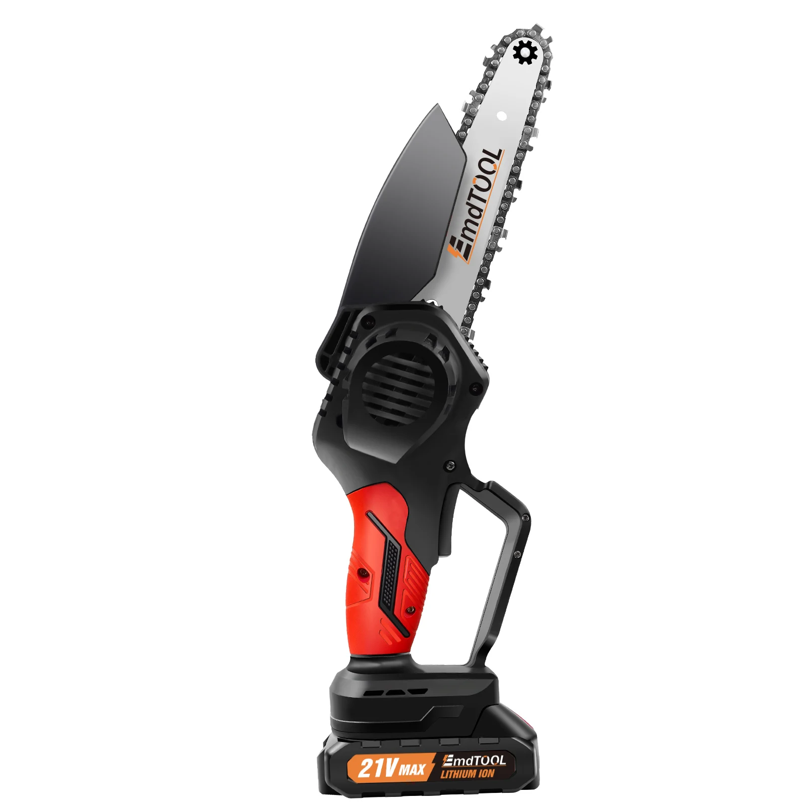 700W 21V Akku-Kettensäge 6 Zoll, 1,5Ah Akku, Reinkupfermotor, 3500 U/min, 2 X Legierungsstahlketten, zum Schneiden und Beschneiden – Detail 12