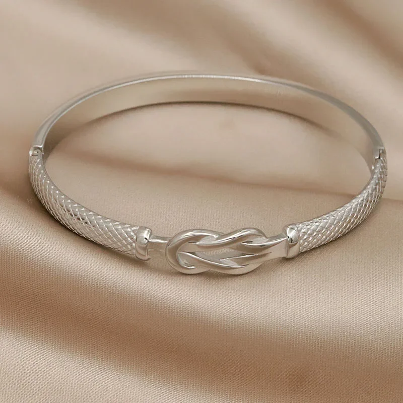Classic Stainless Steel Metal Knot Bangles for Women Fashion Brand Jewelry Twist Bracelets Gift Accessories