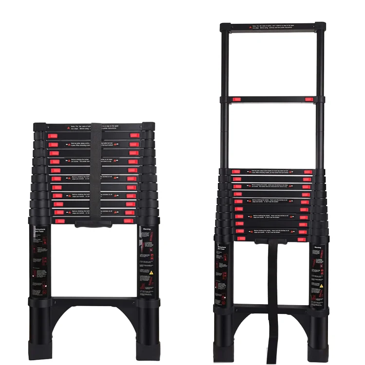 13.5 FT/4.1 M Telescopic Aluminium Indoor/Outdoor Ladder 1.2-1.5 mm Thickness EN131 Certified Foldable Modern Design Style Gym