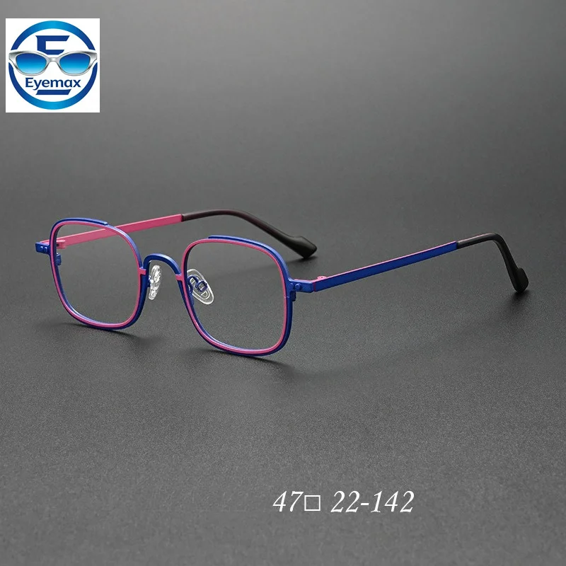 

2026 New Retro Metal Square Eyeglass Frame for Women High-quality Handmade Optical Reading Men's Prescription Eyewear 47-22-142