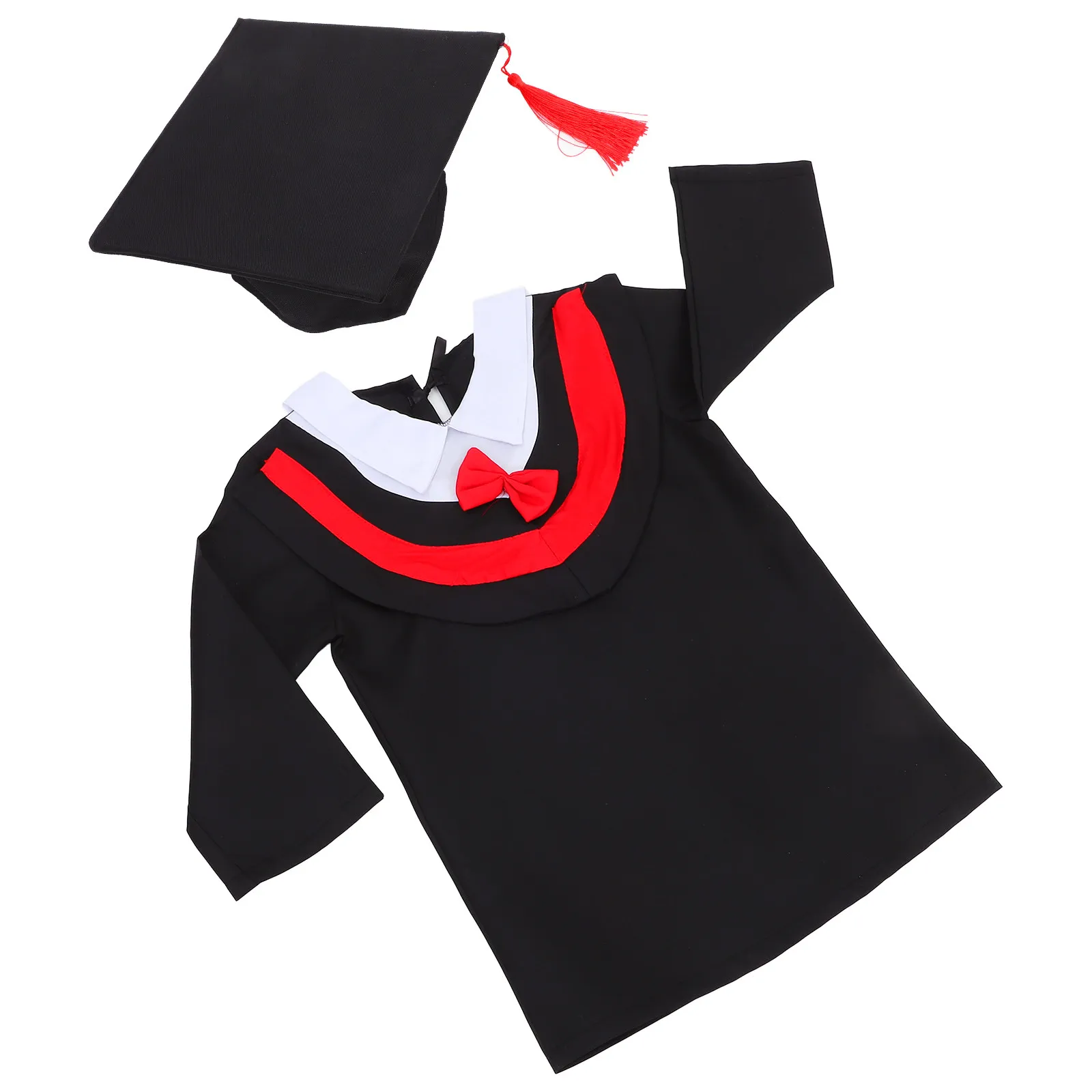 Kids Graduation Gown Tassel Cap Set Comfortable Breathable Material Preschool Child Robe Toddler School Celebration Costumes