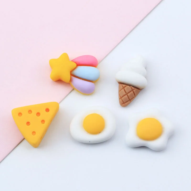 

Mini Foods Resin Flatback Cabochons for Nail Art 30pcs Cute Small Cheese Ice Cream Flat Back Charm for Scrapbooking Phone Case